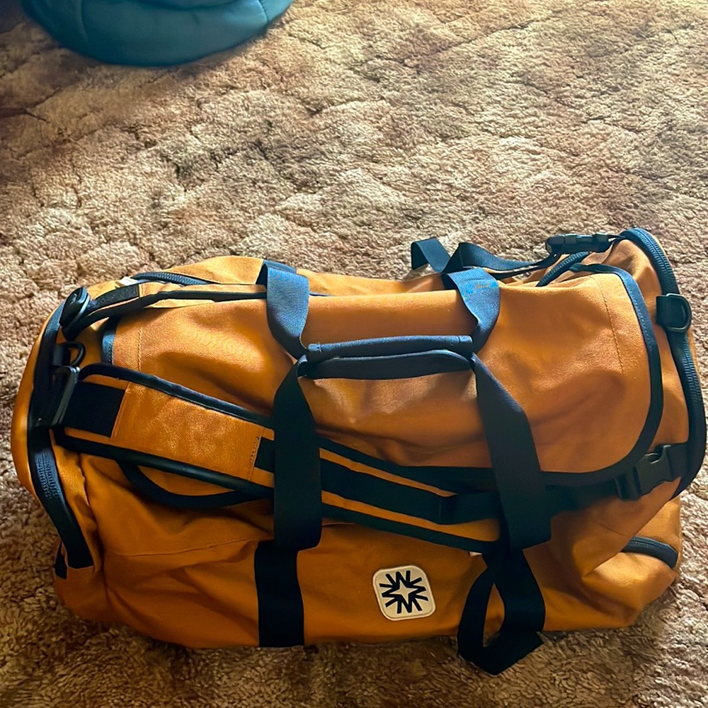 Walker Family Goods Valley duffle duffel orange backpack